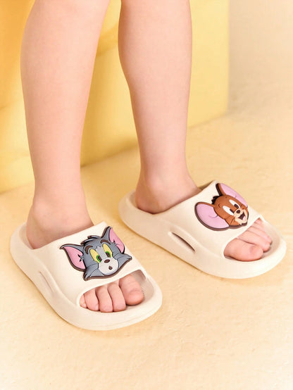 TOM & JERRY X  Cute Cartoon Graphic White Children'S EVA Slippers, Suitable for Toddlers and Kids, for Indoor, Shower or Outdoor Use, Lightweight, Comfortable and Non-Slip, for Boys and Girls