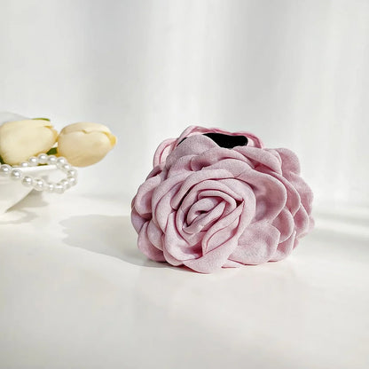 YHJ Three-Dimensional Rose Flower Hair Claw Handmade Fabric Flowers Ins Hot Grab Hair Clip Shark Clip Hair Accessories for Women