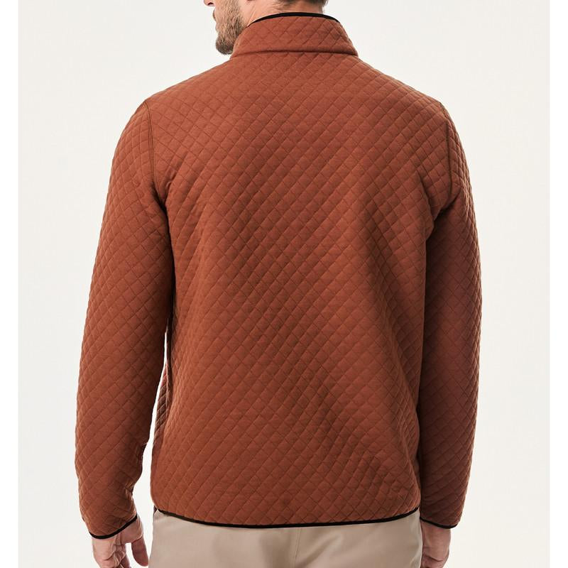 Men'S Quarter Zip up Casual Long Sleeve Quilted Sweatshirts Mock Neck Outdoor Pullover Sweaters