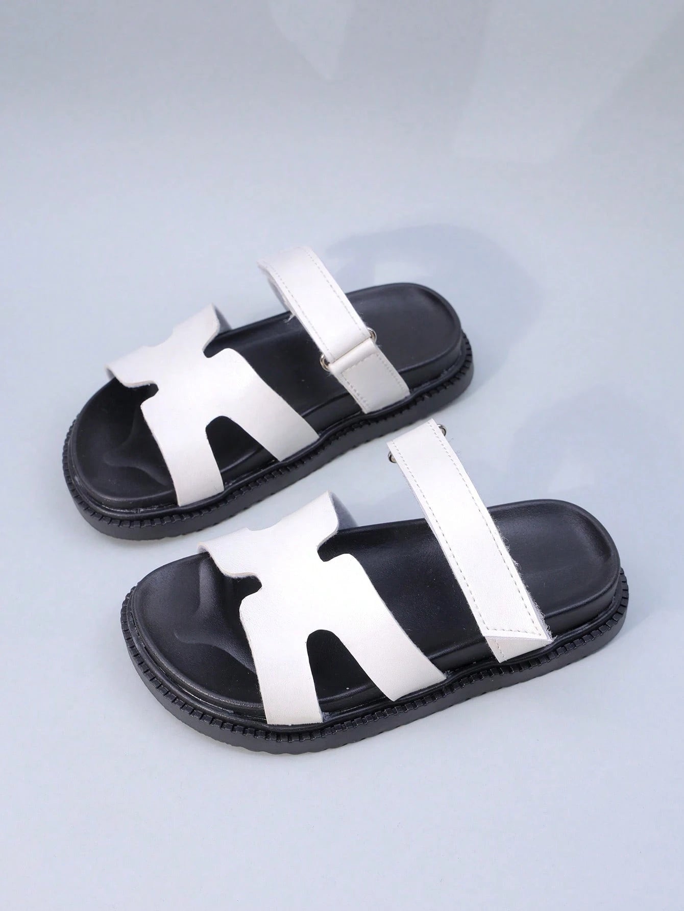 1 Pair Kids' Fashion Double Strap H-Type Sandals, Comfortable Breathable Open Toe Flat Casual Slippers, Versatile for Daily Wear
