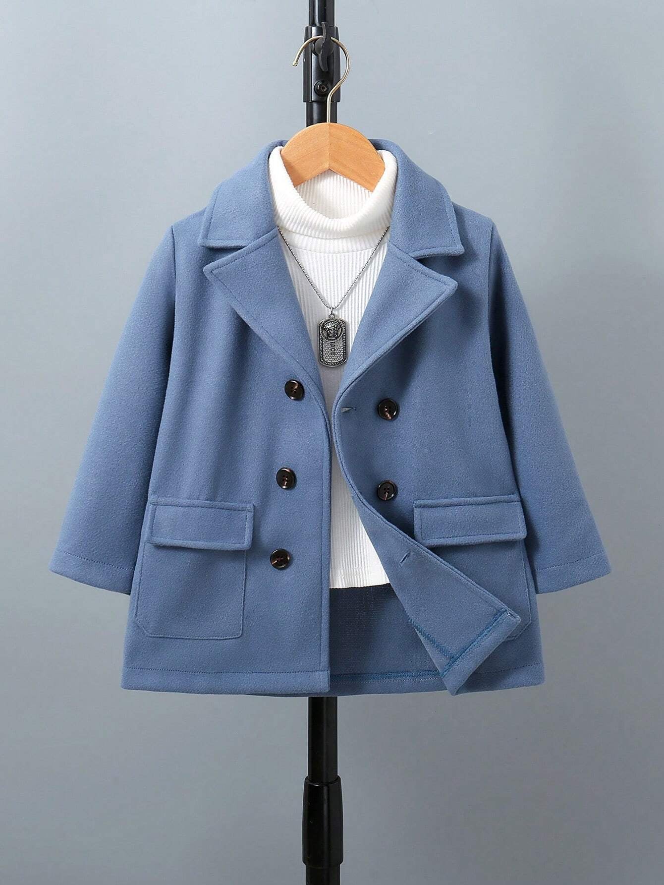 Young Boys' Solid Color Long Sleeve Knitted Jacket, Fall Casual Outerwear for Young Boys