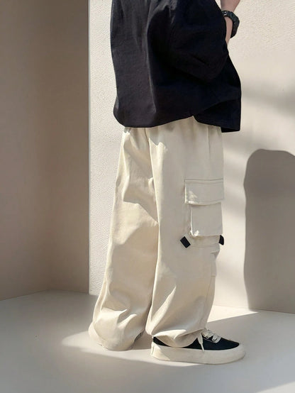 YOUNG Boys Loose Fashion Hip Hop Style Pockets Cargo Pants, Casual Streetwear Retro College Going Back to School Style