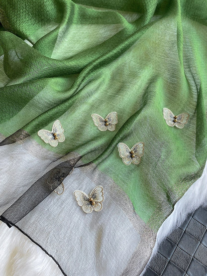 1Pc Women Butterfly Embroidered Vintage Scarf