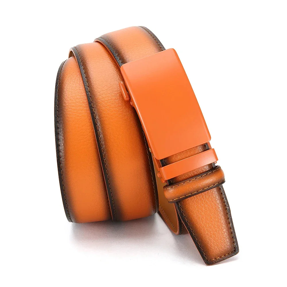 Men'S Business Belt Leather Classic Alloy Buckle High Quality Casual Fashion Ratchet Adjustable Belt Cowboy Punk Casual Belt