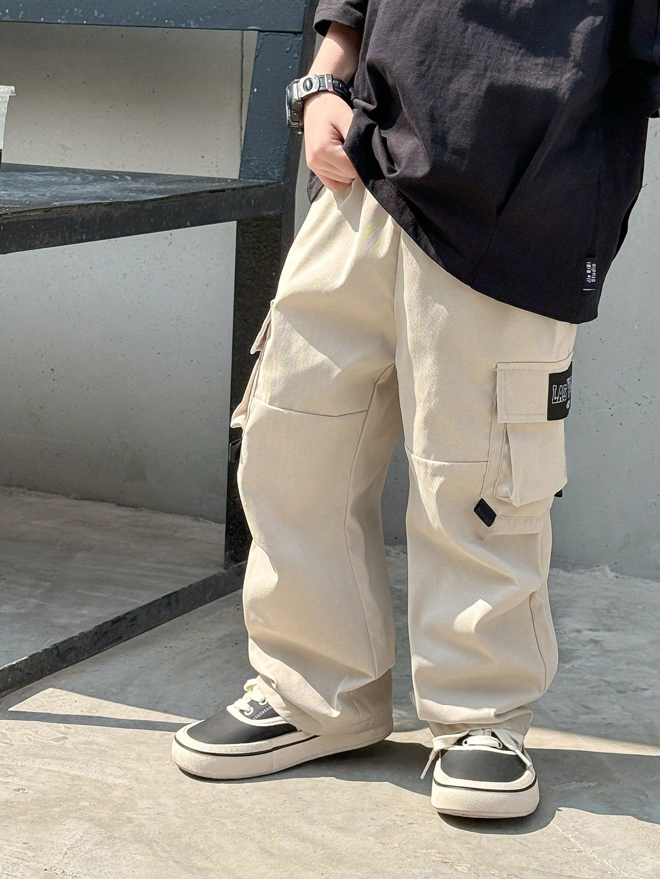 YOUNG Boys Loose Fashion Hip Hop Style Pockets Cargo Pants, Casual Streetwear Retro College Going Back to School Style