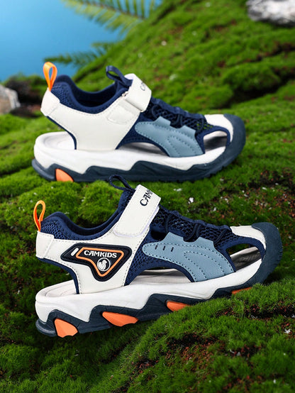 Kids Sandals, New Boys Girls Summer Sandals, School & Campus Style, Slip-Resistant Sole, Breathable, Lightweight, Hook and Loop Design, Suitable for Outdoor, Playground, Pool, Toe-Protective