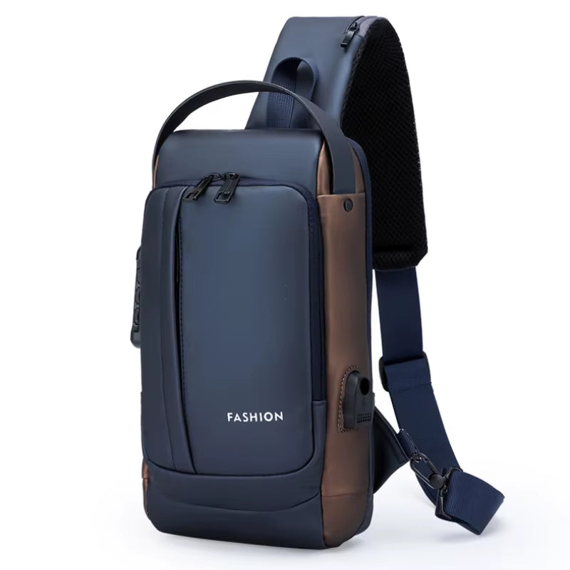 Men anti Theft Chest Bag Shoulder Bags USB Charging Crossbody Package School Short Trip Messengers Bags Men'S Oxford Sling Pack