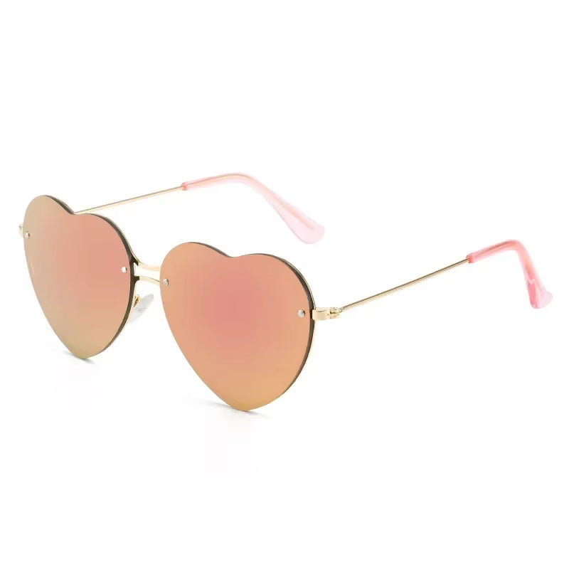 Heart Shaped Sunglasses Metal Women Brand Designer Fashion Rimless LOVE Clear Ocean Lenses Sun Glasses Oculos UV400