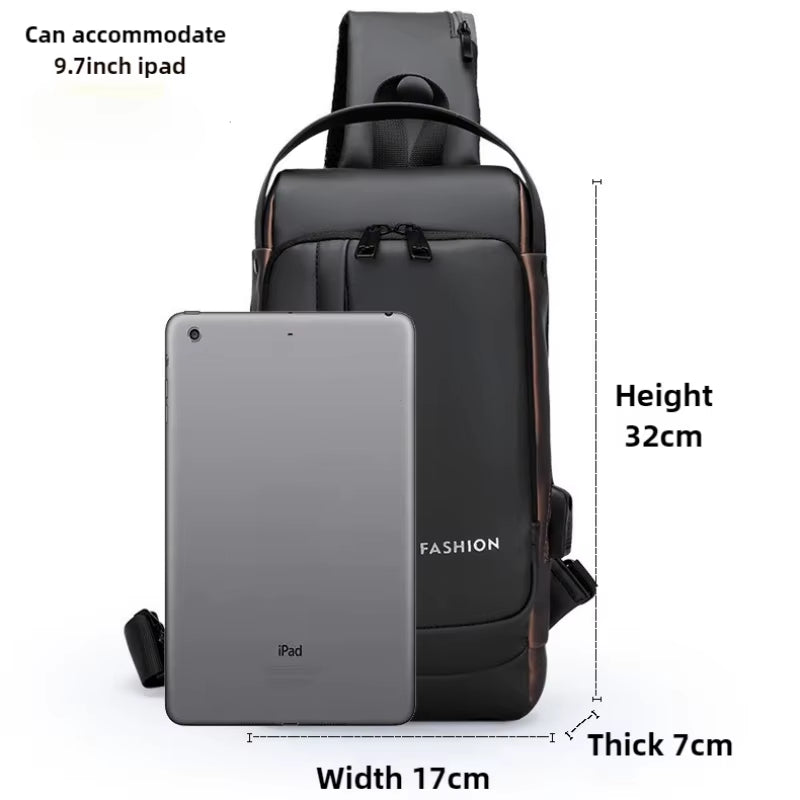 Men anti Theft Chest Bag Shoulder Bags USB Charging Crossbody Package School Short Trip Messengers Bags Men'S Oxford Sling Pack