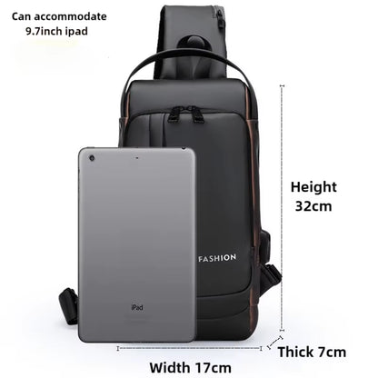 Men anti Theft Chest Bag Shoulder Bags USB Charging Crossbody Package School Short Trip Messengers Bags Men'S Oxford Sling Pack