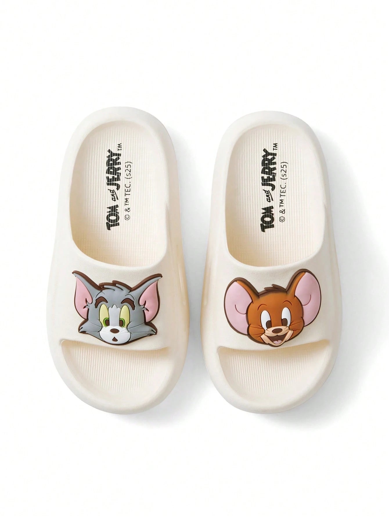 TOM & JERRY X  Cute Cartoon Graphic White Children'S EVA Slippers, Suitable for Toddlers and Kids, for Indoor, Shower or Outdoor Use, Lightweight, Comfortable and Non-Slip, for Boys and Girls