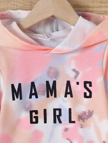 2Pcs Young Girl Casual Contrast Color Letter Print Long Sleeve Top and Contrast Pants Set, Fall/Winter