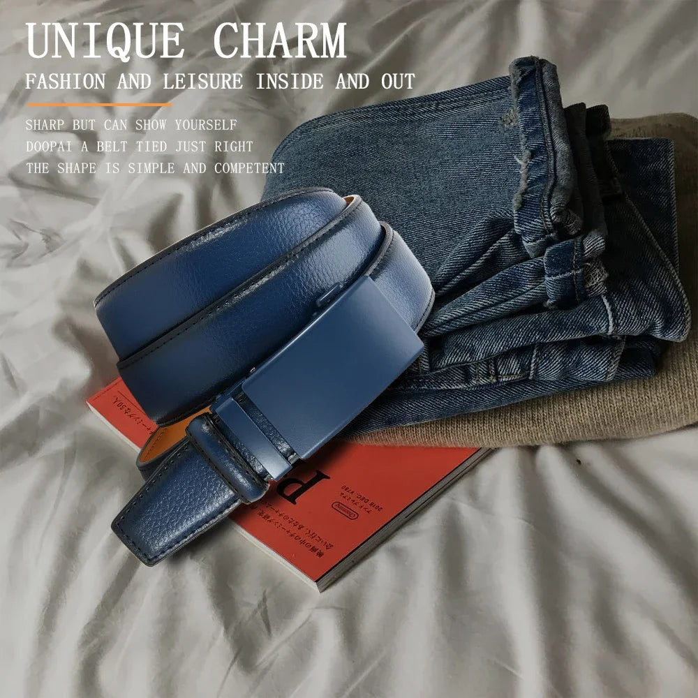 Men'S Business Belt Leather Classic Alloy Buckle High Quality Casual Fashion Ratchet Adjustable Belt Cowboy Punk Casual Belt