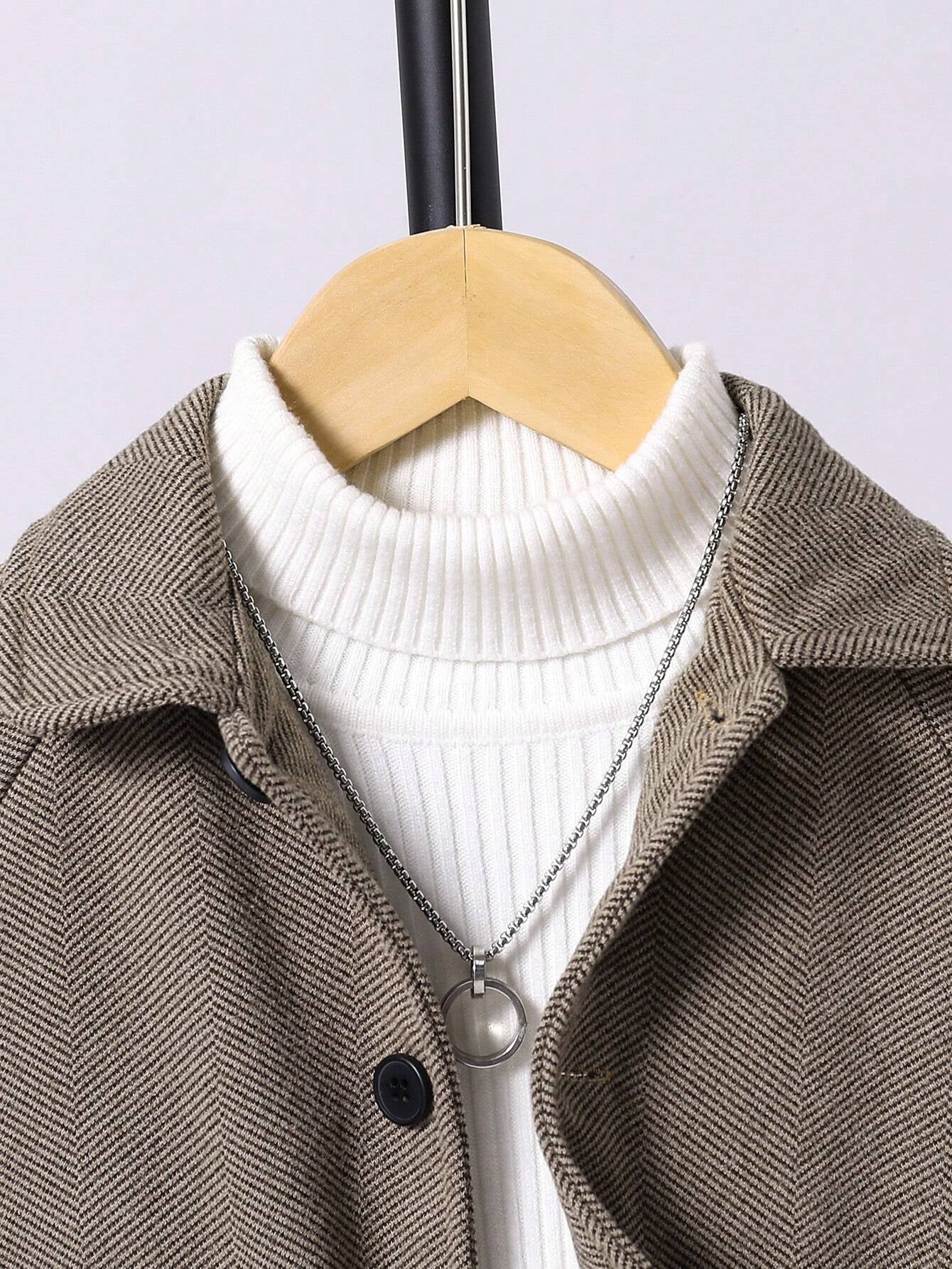 2Pcs Young Boy Collared Blazer Jacket and Casual Pants Set Chic Outfits for Autumn/Winter