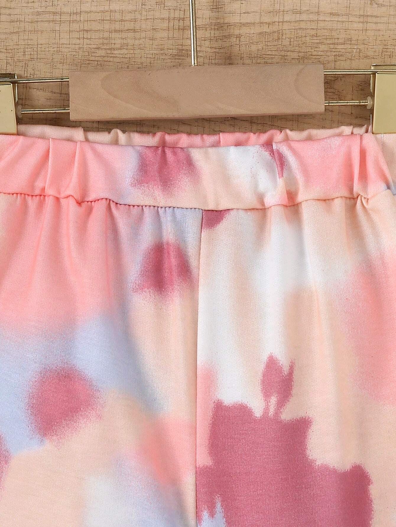 2Pcs Young Girl Casual Contrast Color Letter Print Long Sleeve Top and Contrast Pants Set, Fall/Winter