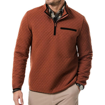 Men'S Quarter Zip up Casual Long Sleeve Quilted Sweatshirts Mock Neck Outdoor Pullover Sweaters