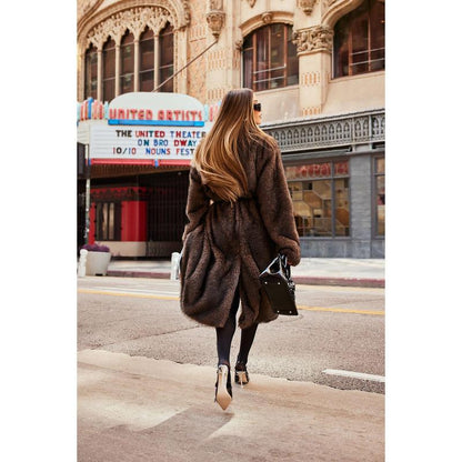 Kendall Two Toned Faux Fur Trench Coat - Brown/Combo