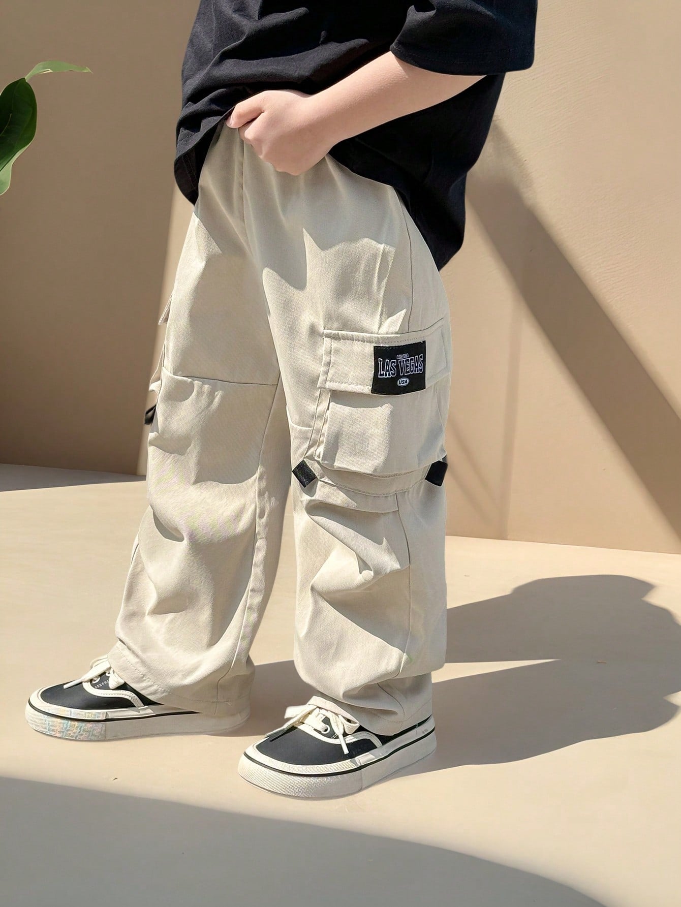 YOUNG Boys Loose Fashion Hip Hop Style Pockets Cargo Pants, Casual Streetwear Retro College Going Back to School Style