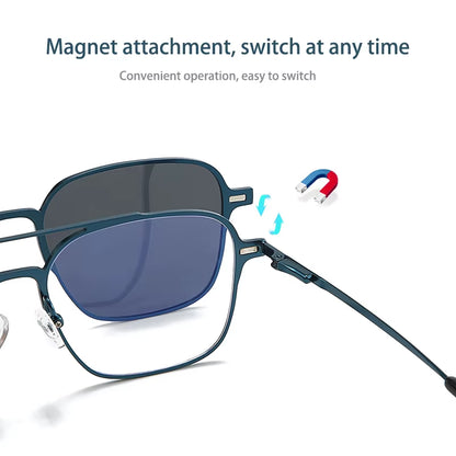 New Metal 3 in 1 Polarized Sunglasses Men Style Magnet Clip on Glasses Frame Trend 2024 Optical Computer Glasses UV400