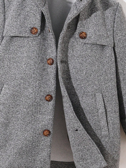 Thick Thermal Lined Overcoat with Pockets for Young Boys, Suitable for Back to School, Birthday, Baby Shower, Holiday Parties in Fall/Winter